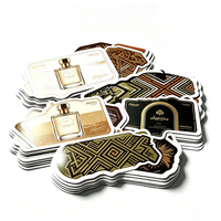Autocollants pour flacons de parfum Haoxuan, PVC blanc, motifs géométriques en forme d'arche, graphismes mats, effet UV doré, découpes personnalisées