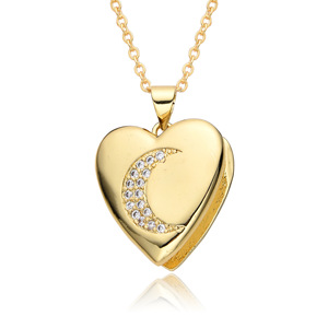 KOMI Collier pendentif avec cadre photo plaqué or 18 ct CZ Love Heat pour femme avec médaillons cœur vierge marie pour femme - Product Image 6