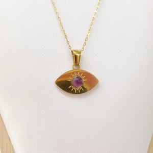 Venta al por mayor de piedra natural de acero inoxidable 18K Ojo de Tigre Rodocrosita lapislázuli colgante de ágata <span class=keywords><strong>verde</strong></span> para mujeres y hombres - Product Image 6