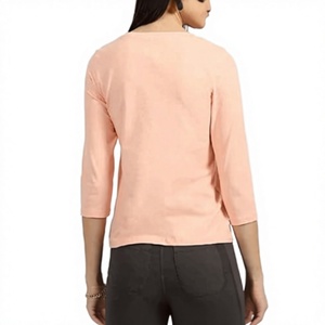 Women's V-neck <b>Long</b> Sleeve Shirts Solid Color Casual <b>Top</b> Regular Fit Custom Logo OEM ODM Women's <b>Long</b> Sleeve Shirt - Product Image 5