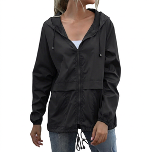 Unisex Black Hooded Windproof Puffer Jacket With Embroidery Logo Zipper Closure Wholesale Windbreaker Custom LOGO <b>Personalised</b> - Product Image 1