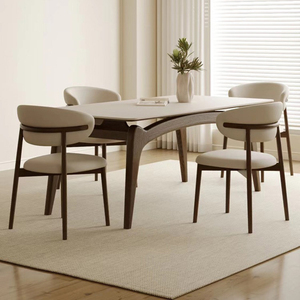 Table à manger en bois de cire blanche moderne Ensemble de chaises Design rectangulaire simple Petite maison Villa <span class=keywords><strong>Beurre</strong></span> Cuisine Appartement - Product Image 3