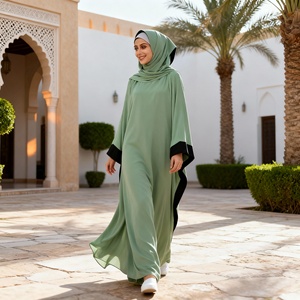 Tela Abaya Moderna de Color Sólido Empalmada, Alta Calidad, Nuevo Diseño para Mujeres Musulmanas, Proveedor Mayorista de China - Product Image 4