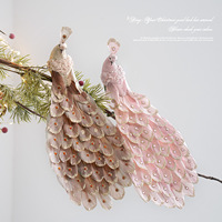 Weihnachts-Pfau-Baumspitze Weihnachtsschmuck Künstliche Feder-Glitzer-Pfau-Dekoration mit Clips für Kranz und Girlande