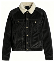 Veste d'hiver pour homme en velours côtelé, doublée en sherpa, à boutons, coupe classique, unie, de haute qualité, design vintage, personnalisable OEM