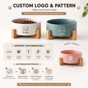 Custom logo Food Grade Stoneware <b>Ceramic</b> Cat <b>Dog</b> Bowls Wholesale Event Gift Large Capacity Pet Feeding Bowl - Product Image 5