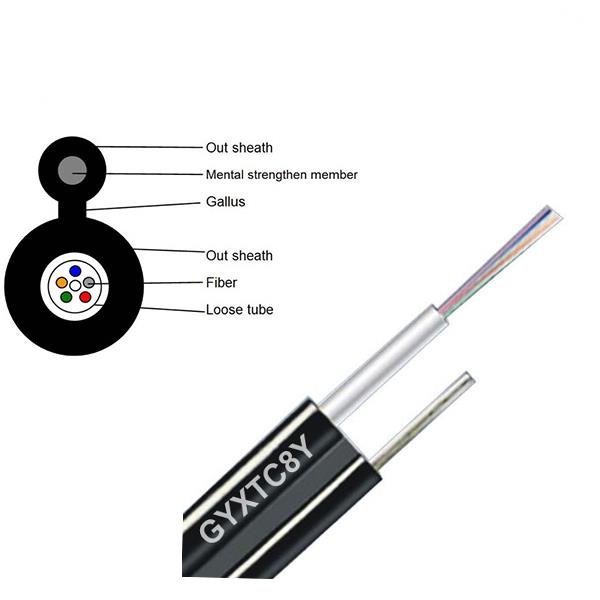 GYXTC8Y Figure 8 Self-Supporting Fiber Cable 2-24 Core Steel Wire Central Loose Tube Span 80-120M for Overhead FTTH
