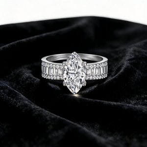 Luxury Marquise Cut 3ct White Gold Colour <b>Iced</b> Out Promise <b>Ring</b> in Silver - Product Image 2