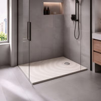 Receveur de douche en quartz texturé massif avec drain central, base de douche en pierre artificielle, dimensions personnalisées, salle de bain moderne