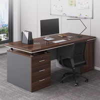 Meubles de bureau modernes, table d'ordinateur simple en bois noir et brun, combinaison chaise et table avec tiroirs de rangement