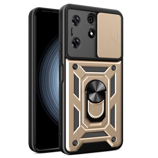 Phone Case PC TPU Anti Scratch for Tecno Spark 10 Pro Slide Lens Protection Kickstand Cover
