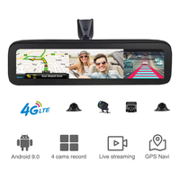 Caméra de tableau de bord DVR pour voiture avec écran tactile Android 10 de 12 pouces, double objectif, écran IPS, enregistreur vidéo, caméras 720P, GPS intégré, WiFi, ADAS