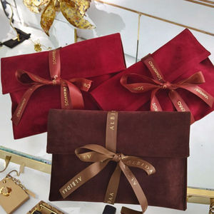 Yeni özelleştirmek kadife zarf mücevherat paket ambalaj şerit yay ile makyaj çantası tozluk çanta Logo ile özel - Product Image 1