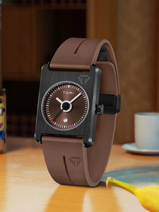 Montre à quartz pour homme TOMI T022, nouvelle tendance, cadran carré, bracelet en silicone de haute qualité, étanche, montres-bracelets pour homme, personnalisable - Product Image 5