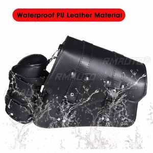Sacs de selle de moto en cuir PU, sac à outils avec porte-bouteille d'eau, sac à bagages Cafe Racer, étanche, universel pour Cruiser Custom - Product Image 5