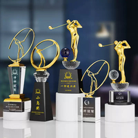 Trophée en forme de sculpture humanoïde, coupe gravée au laser, texte gravé au laser, prix sportif de golf, gravure au laser 3D, trophées en cristal vierges, médailles, plaques