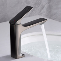 Robinet de lavabo gris anthracite à poignée unique avec cartouche céramique pour eau chaude et froide