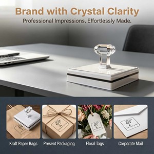 Grande <span class=keywords><strong>Tampon</strong></span> Encreur Carré Personnalisé 100x100mm avec Poignée en Cristal, Logo d'Entreprise Personnalisé pour Sac Kraft, Boîte Cadeau, Marquage Commercial - Product Image 3