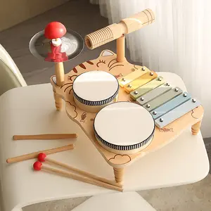 타악기 드럼 조합 어린이 다기능 장난감 타악기 테이블 나무 게임 테이블 음악 아기 악기