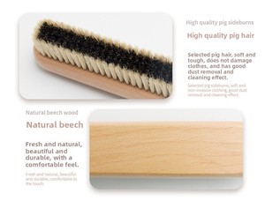 Cepillo quitapelusas de ropa con cerdas naturales de pelo de caballo suave y mango de haya, con logotipo personalizado, para abrigos de cachemira - Product Image 2
