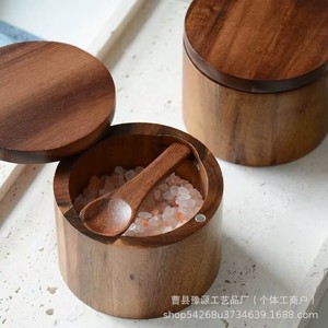 Acacia Wood Spice <b>Jar</b> With Lid Solid Seasoning Container <b>Kitchen</b> <b>Storage</b> <b>Jar</b> - Product Image 3