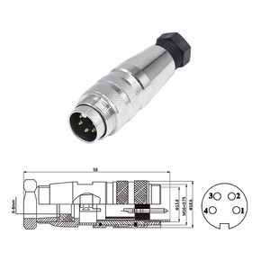 M16-C091 工業用プラグ IP67 防水コネクタ 4ピン PA66 はんだ付け オス型 ストレート溶接コネクタ - Product Image 6