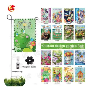 Custom Hello Burlap Garden Flag Seasonal Spring Summer Outdoor 12x18 Inch Decorative Sublimation Flags For Home Garden Yard