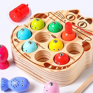 <span class=keywords><strong>Jeu</strong></span> de pêche en bois pour les tout-petits de 1 à 3 ans, apprentissage précoce, motricité fine, jouets en bois - Product Image 5