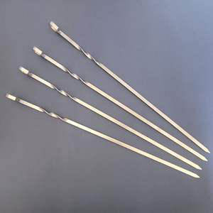 Brochetas de barbacoa portátiles más vendidas, parrilla de barbacoa de madera de acero inoxidable, pincho de kebab, <span class=keywords><strong>cuchillos</strong></span> de barbacoa <span class=keywords><strong>profesionales</strong></span> antiadherentes - Product Image 4