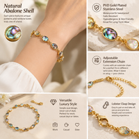 Bracelet en coquille d'ormeau naturelle de luxe plaqué or 18 carats en acier inoxydable élégant pour femmes