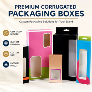 Caja de Embalaje Personalizada Ecológica para Supermercados y Tiendas Minoristas, Caja de Cartón Corrugado con Ventana de Plástico Transparente, OEM/ODM - Product Image 1