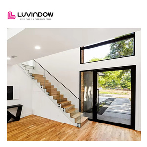 Conception personnalisée Portes d'entrée résidentielles avec panneaux de verre latéraux Sécurité Portes extérieures en aluminium pour maison - Product Image 4