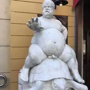Yeni ürün bahçe dekor modern büyük boy el oyma şişman adam mermer heykel