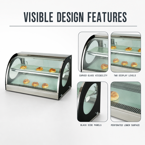 Vitrina Comercial con Calefacción para Exhibición de Alimentos, 30-80°C, 220V, 350W, para Panadería, Cafetería, Restaurante, Buffet - Product Image 3
