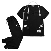 42162 Ensembles d'uniformes médicaux bleu marine en Spandex Nylon, Vêtements en gros pour femmes, Collection Automne