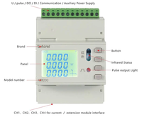 Compteur électrique IoT multi-boucles Acrel sur rail DIN ADW210, dispositif de surveillance de puissance intelligent multi-circuits, enregistreur de données triphasé RS485 LCD