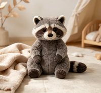 Boneka Raccoon Plush Lembut Custom Pabrik OEM ODM, Boneka Hewan Raccoon Isi Dakron, Logo Sesuai Pesanan