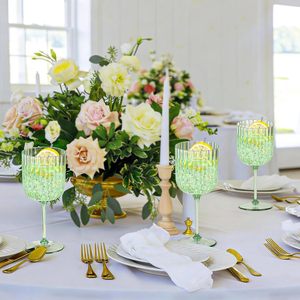 Ensemble de verrerie de luxe tendance, fait main, multicolore, côtelée, comprenant des verres à vin et des flûtes de 200-400 ml, pour la location d'événements et de mariages - Product Image 4