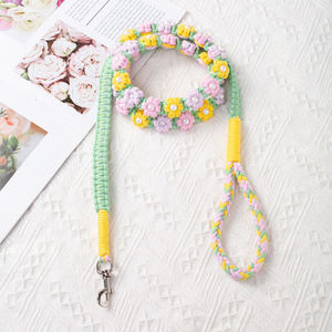 फीता सजावट के साथ उच्च गुणवत्ता वाले चमड़े के पालतू कॉलर, कारखाने के पट्टा से सस्ती कीमत कुत्ते पट्टा - Product Image 3