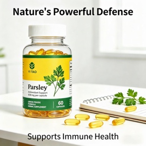 Capsules de soutien antioxydant à la persil – 650 mg par capsule, formule Green Foods, complément alimentaire à base de plantes, 60 unités - Product Image 2