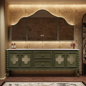 Dignified Elegant Style Bathroom Cabinet Style Mirror Cabinets LED Light Strips Floor-standing Cabinet Body - Product Image 5