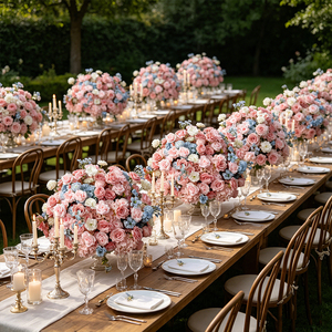 Soft Blush Pink Light Blue Wedding Table Centerpiece <b>Artificial</b> Floral Arrangement for Wedding Reception Banquet Table Dec - Product Image 3