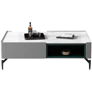 Ensemble table basse et meuble TV en pierre de style italien, luxe léger, moderne et minimaliste, pour petit salon - Product Image 4