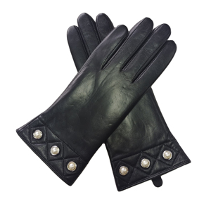 Nuovi <span class=keywords><strong>Guanti</strong></span> in Vera Pelle per Donna, Moda di Tendenza, Alta Qualità, Decorazione con Perle Bianche, Fodera in Pelliccia di Pecora Anilina - Product Image 1