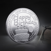 Cadeau de joyeux anniversaire pièce de défi souvenir conception de logo personnalisé pièce de défi en argent brillant imitation émail dur en relief