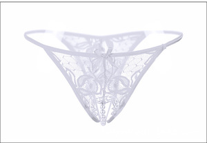 2022 señoras Sexy encaje malla <span class=keywords><strong>perla</strong></span> ropa interior Think proveedor al por mayor con agujero decoración bragas baratas para mujeres - Product Image 3