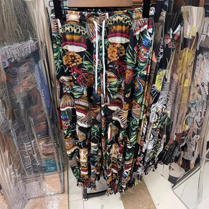 Pantalones de seda de cintura alta <span class=keywords><strong>para</strong></span> <span class=keywords><strong>mujer</strong></span> XL Loose Fit Tela tejida de colores Cierre elástico Pantalones largos Ice Snow Cheap Stall Clothing - Product Image 6