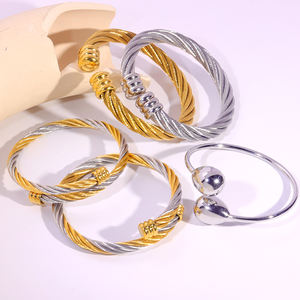 <span class=keywords><strong>Bracelet</strong></span> jonc torsadé minimaliste <span class=keywords><strong>en</strong></span> fil d'or et d'argent, <span class=keywords><strong>en</strong></span> acier inoxydable anti-ternissement, triple X, unisexe - Product Image 6