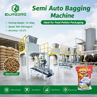 Máquina semiautomática de envasado de bolsas de boca abierta para pellets de alimento animal, 25 kg, con pesaje, llenado y costura para fábricas de piensos.