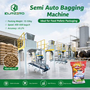 Máquina semiautomática de envasado de bolsas de boca abierta para pellets de alimento animal, 25 kg, con pesaje, llenado y costura para fábricas de piensos. - Product Image 1